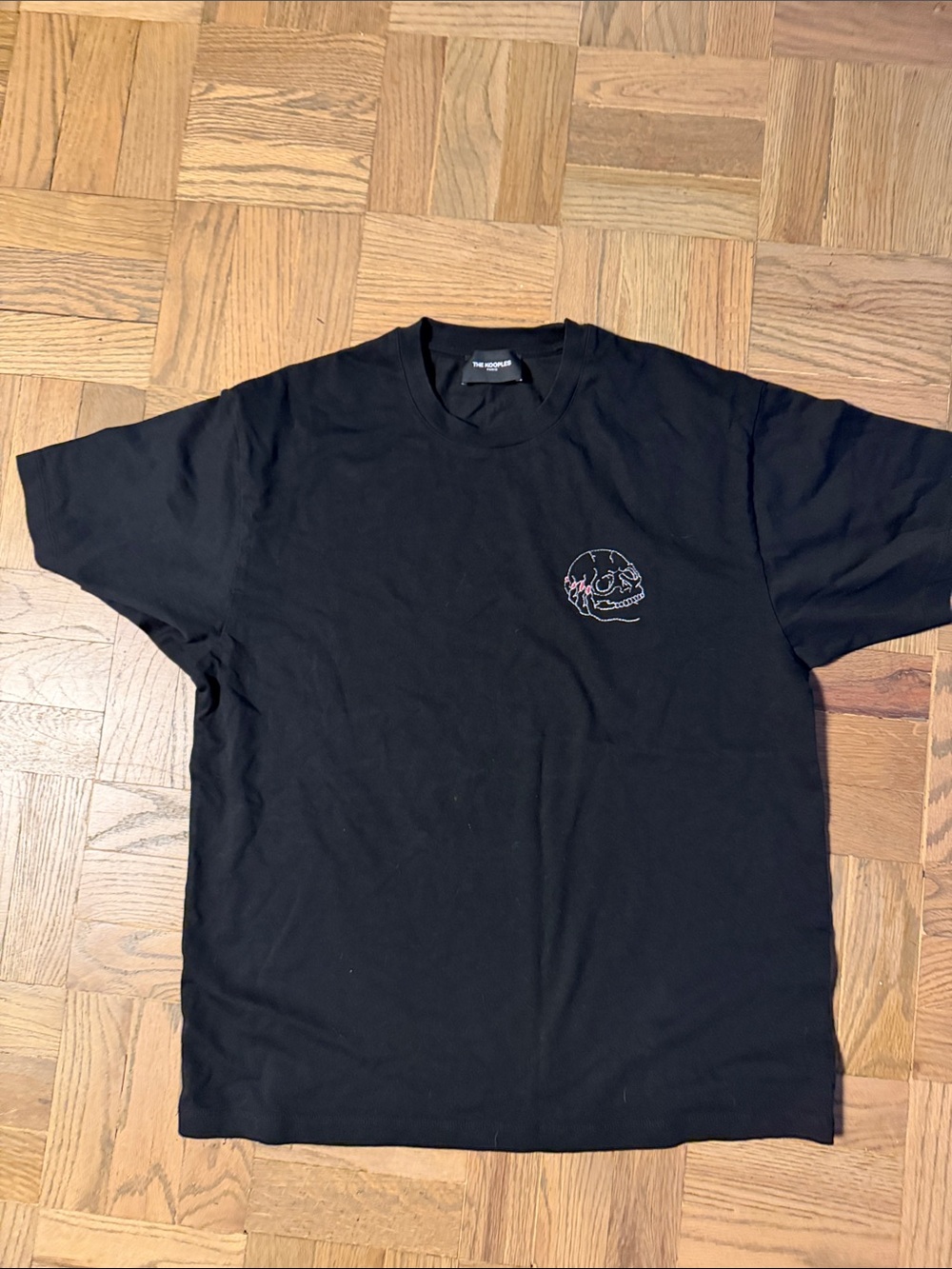 The Kooples  Black Tee with Small Embroidered Skull size med